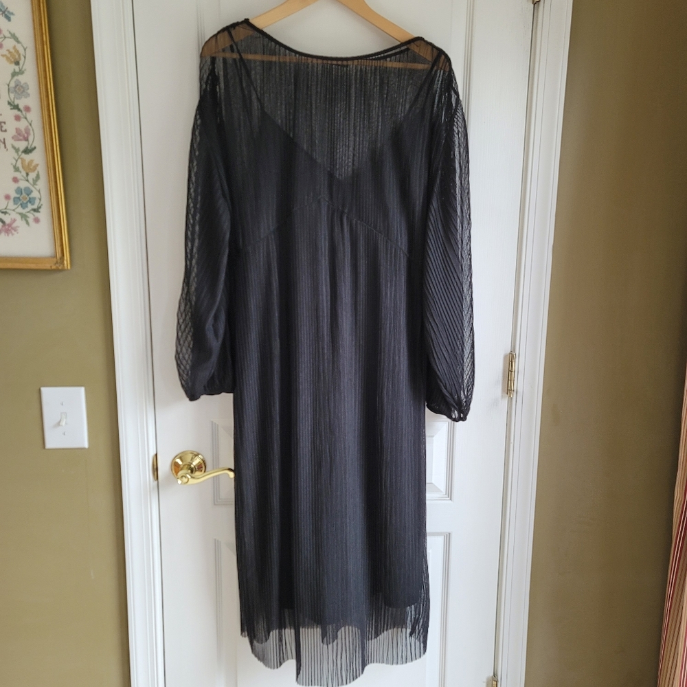 Zara black sheer long sleeve dress womens XL